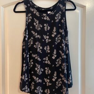 Old Navy Black & White Print Sleeveless Swing Tank Top